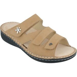 Finn Comfort Grenada Slide Sandal Cream Nubuck Wide Sz 9.5 Adjustable Strap $264